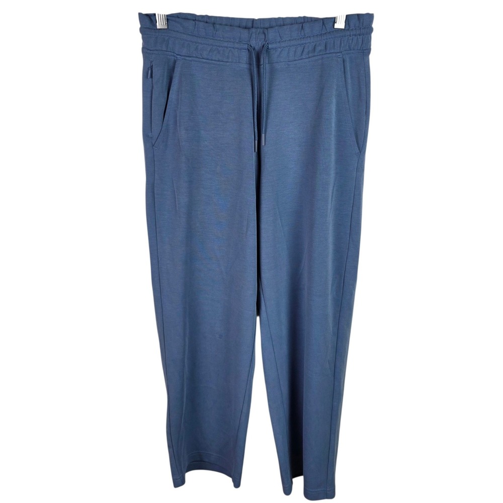 Athleta Seasoft Straight Leg Pants Women Small Blue Good Drawstring Pockets